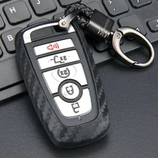 Silicone Carbon Fiber Smart Key Fob Chian Case Cover For 2017-2023 Ford Lincoln