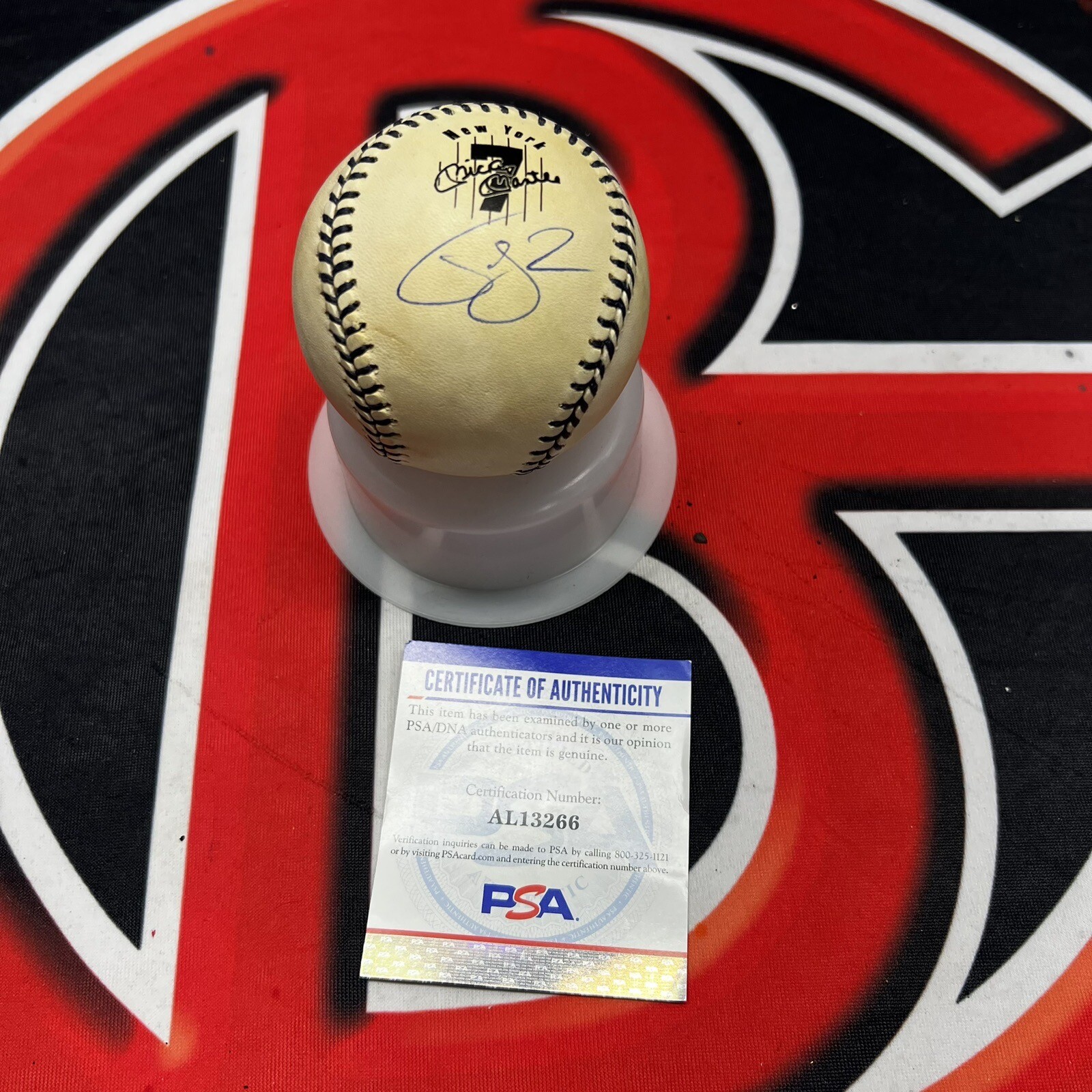 Jay-Z Autographed Mickey Mantle Logo Baseball Signed PSA Certified. 