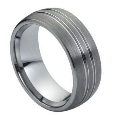 Tungsten Ring Band High Polished Double Groove Design For Men & Women