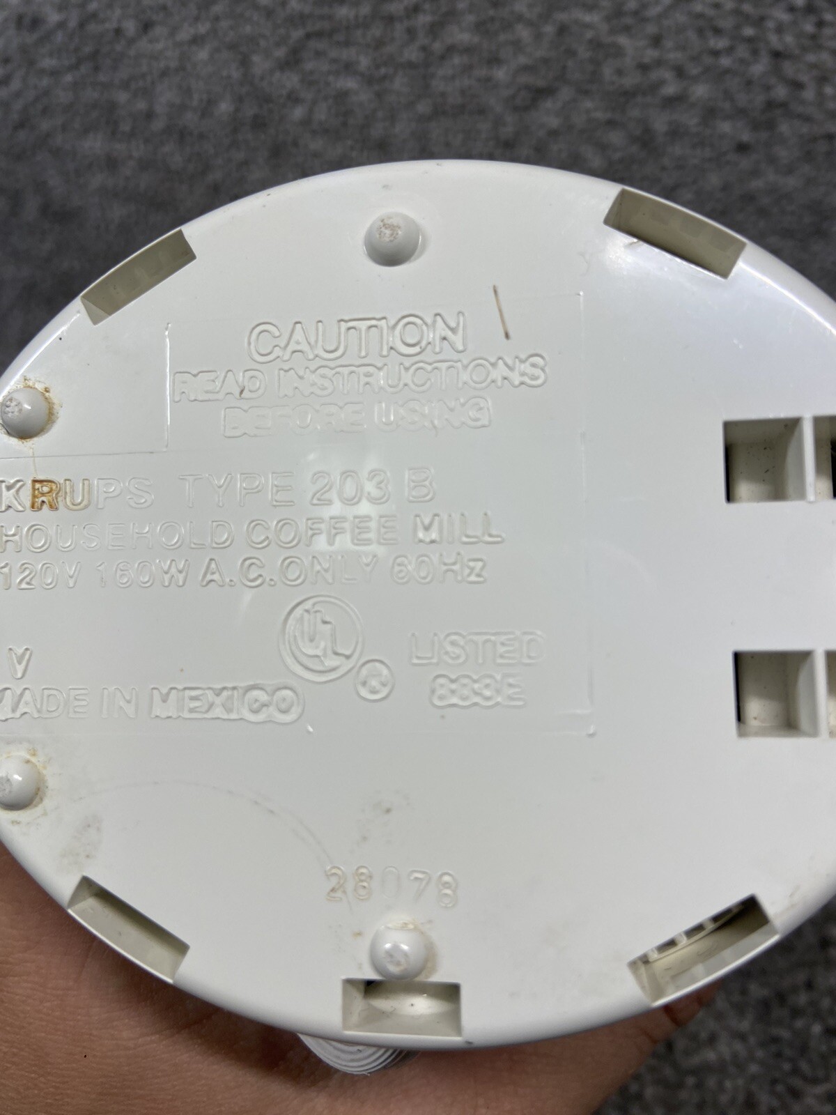 Vintage Krups Fast One Touch Coffee Bean Mill Grinder Type 203 B White eBay