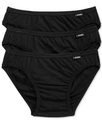 Men's Jockey Underwear 3-pack BLACK Color Bikini Briefs  100% Cotton