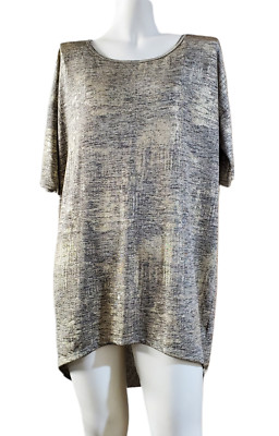 NWT LuLaRoe Grey Golden Glitter High Low Short Dress/Tunic - Size Medium