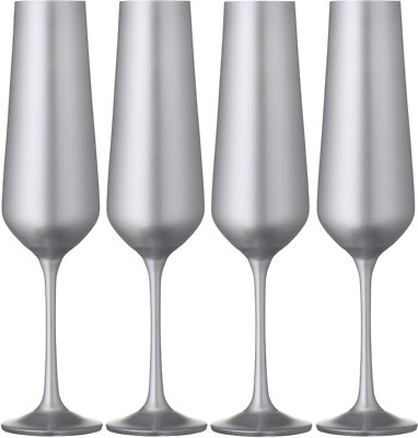 BOHEMIA SELECTION Sektglas Glas, 200 ml, 4-teilig silber