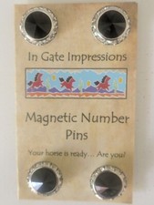 Jet Black Magnetic number pins horse show number magnets Rivoli Crystals