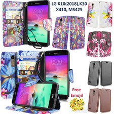 For LG K10 2018, K30, MS425 Credit Card Slot Hold Folio Kickstand Wallet Case