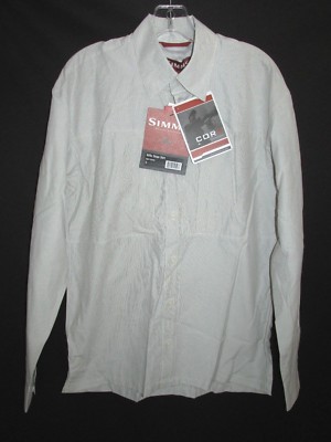 Chemise Pêche Simms Riffle Stripe Cor3 – Homme Taille S – Blanc Rayures Vertes