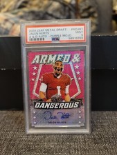 2020 JALEN HURTS LEAF METAL DRAFT A&D AUTO PURPLE Mojo #2 of 7, PSA 9, Pop 1