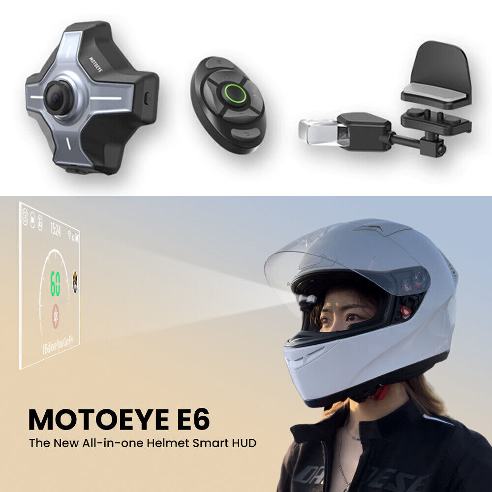 bmw hud motorcycle helmet MOTOEYE E6+ HUD, Bluetooth, Rearview Camera, CarPlay Motorcycle Helmet Hud Bmw Motorbike