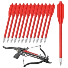 12X 6.25" Plastic Crossbow Bolts Red Arrows Steel Tips for Mini Pistol Crossbow