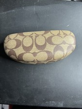 Coach Signature C Monogram Tan Brown Hard Clamshell Eye Glasses Case Reg Size