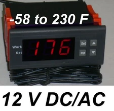 Temperature Controller Thermostat Fahrenheit 12V DC Builtin Relay Freezer Heater