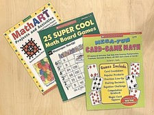 Scholastic Math Fun Lot Card Game Math Art 25 Super Cool Math Board Games Gr 3-6