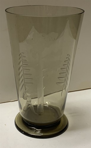 MCM Karhula Finland Lumberjack Trees Etched Art Glass Signed - Picture 3 of 12