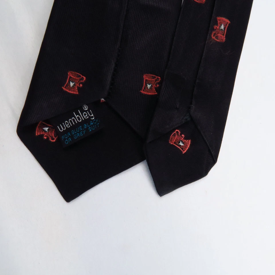Vintage 50s 60s Wembley Mug Logo Pattern Mens Neck Tie 55x2.25 Skinny Classic - Image 3 of 4