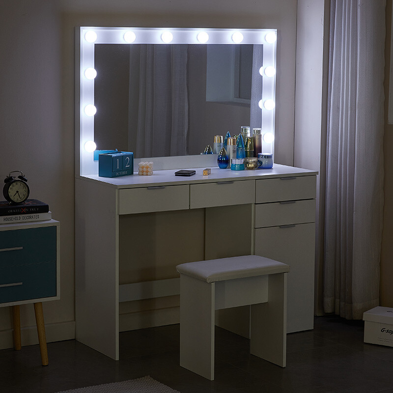 Modern LED Dressing Table with Stool Drawer Makeup Desk Vanity