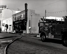 Vtg 1970s B&W Photo Hardware Store Fire Hollywood Los Angeles CA Fire Truck 8x10