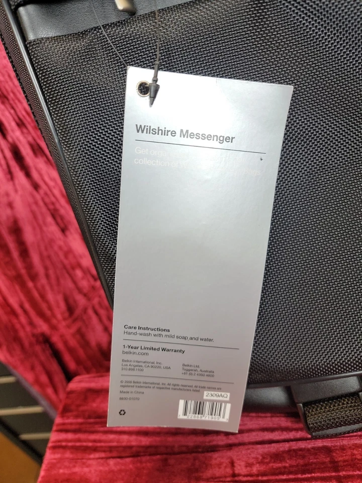 Nuevo ETIQUETAS Belkin WILSHIRE Mensajero Laptop Negro Bolso Cuaderno Viaje Viajero Nuevo con Etiquetas Foto 3 de 4