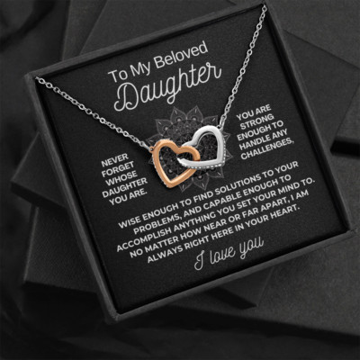 To My Daughter linked hearts Necklace Meaningful Gift FOR birthday graduation
