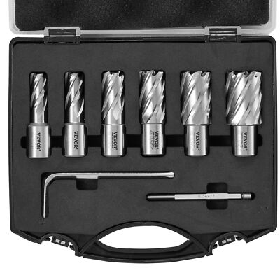 6PCS Weldon Shank Mag Drill Bits 1/2 to 1-1/16''Cutting Diameter 1'' Cutting Depth