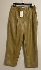 NWT A NEW DAY Women's Brown Faux-Leather Mid Rise Tapered Leg Dress Pants Sz 10
