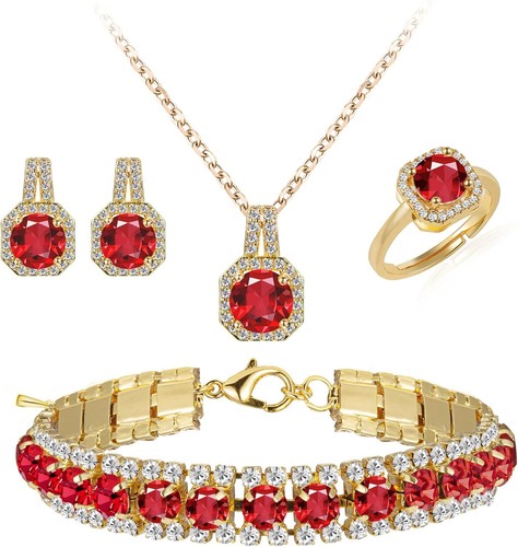 4-teiliges Zirkonia Brautschmuck Set - Halskette, Ohrringe, Armband & Ring - Bild 22 von 28
