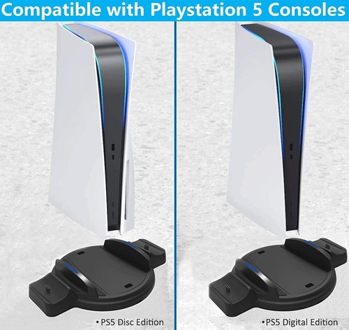 Black Plastic Stand with Dual Charging Dock for PS5 Disc Edition/Digital Edition - Picture 3 of 9