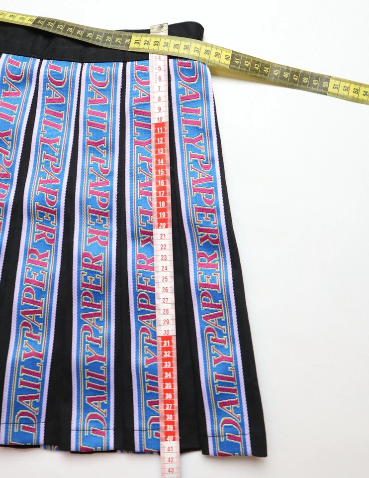 DAILY PAPER PLEATED HIGHT WAIST MINI SKIRT ROCK BLUE & BLACK VINTAGE WOMENS M - Bild 3 von 4