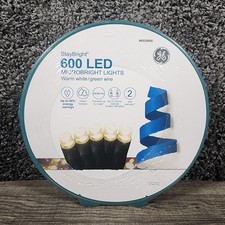 GE StayBright 600 LED Microbright String Lights Warm White Green Wire 62.2 ft