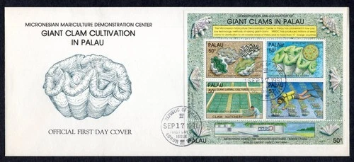 FAUNA GIANT CLAM CULTIVATION MARINE LIFE S/S 1991 PALAU FDC