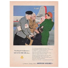American Airlines Aviation Travel Grandparents Vintage Magazine Print Ad 1951