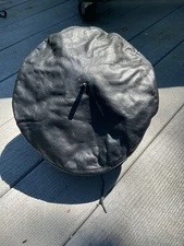 Vintage TAM CAPAS Headwear New York  BLACK LEATHER 