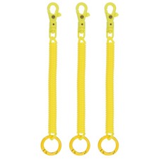3pcs Retractable Coil Springs Keychain with Lobster Clasp Keyring Yellow
