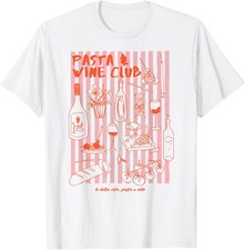Camiseta estética niña limpia Foodie ilustración club pasta & vino