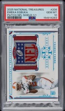2025 NATIONAL TREASURES PATCH-NFL SHIELD 1/1 #208 EMEKA EGBUKA 1/1 PSA 10