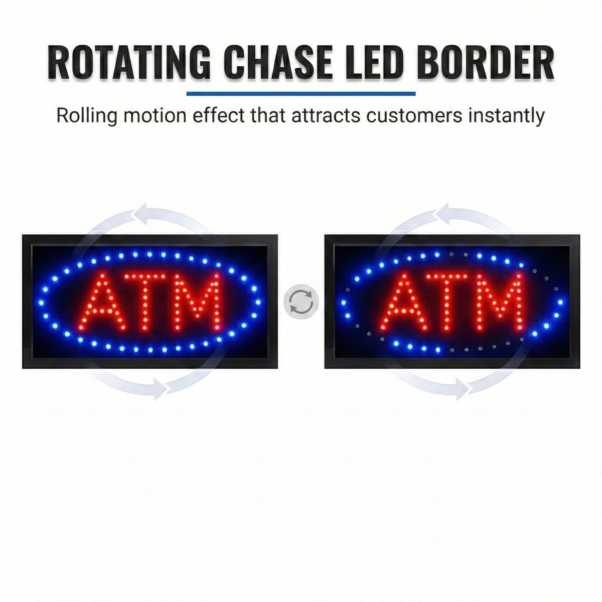 LED Neon ATM Open Sign with Animation – 19x10 Inch Bright