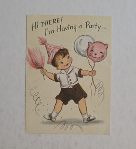 Vintage Hallmark Party Invitation Greeting Card Hi There! I'm Having a Party