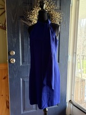 Vince Camuto Blue Halter Sheath Midi Dress