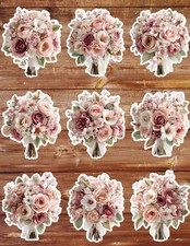 Floral Bouquet Vinyl Die Cut Stickers Set Scrapbooking Laptop Water Bottle