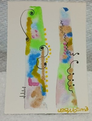 OOAK Biomorphic Organic Abstract ACEO Minimal Watercolor & Ink Study by Virginia