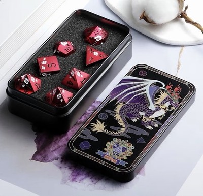 Matt Rot DNDND Metall Würfel 7 Stück Heavy Metallic D&D Würfel Set Dungeons & Dragons
