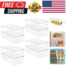 8pcs Clear Organizers and Storage Bins with Lids, Stackable Plastic Storage C...