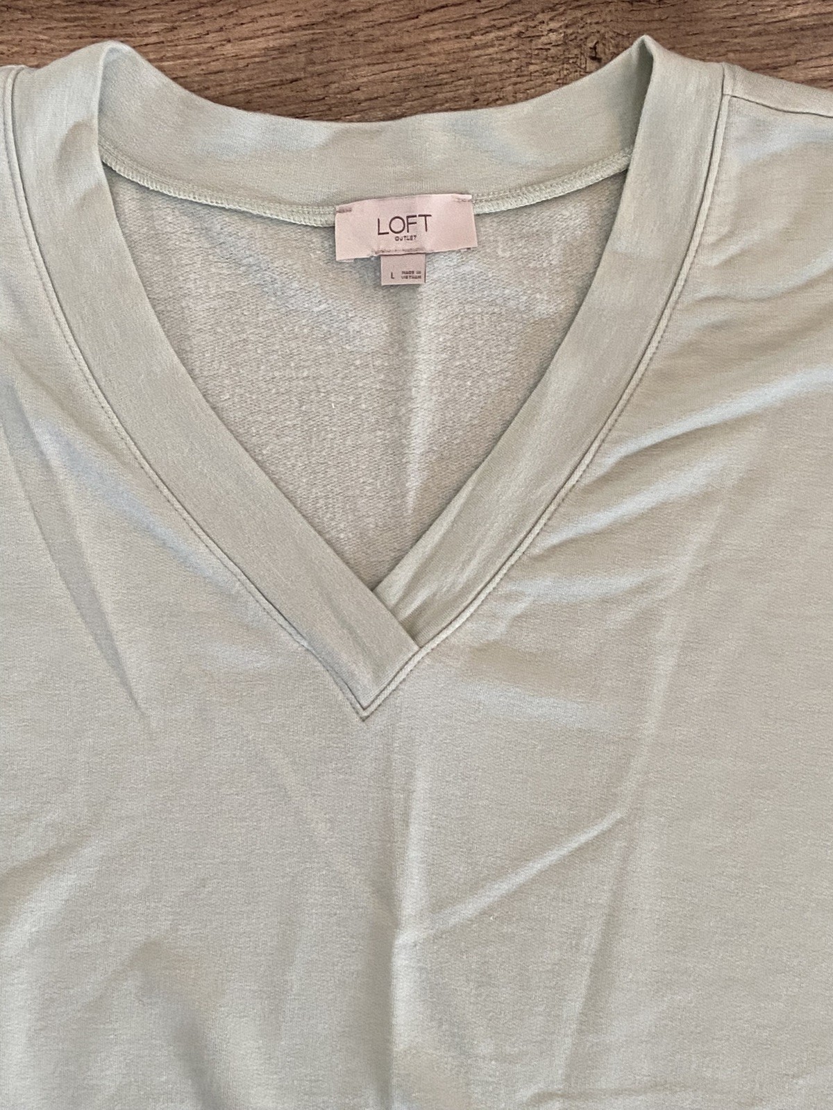 Women’s Loft Outlet Lounge Comfy Super Soft Sz L V Neck Mint Green Shirt Top