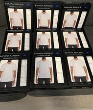 New Banana Republic 3 Pack Men  s V-Neck Tee White T-shirt Size Large Brand New
