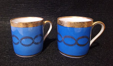 Tazzine Caffè Porcellana Limoges Vieux Paris 1800 Ghirlanda Fiori Vintage 1960