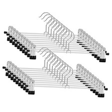 Pant Hangers, 12 Pack Skirt Hanger with Clips Metal Trouser Clip 12pack Black