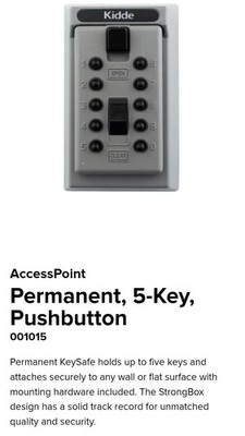 KIDDE 1015 KeySafe Original Lock Box Surface Mounted Holds 5 Keys Titanium Gray