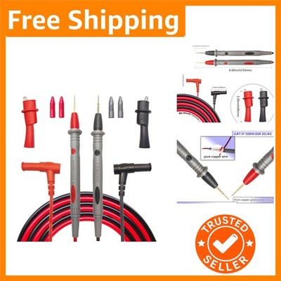 Complete  Lead Kit for Multimeters - 1000V 20A, Gold Probes & Safety Covers