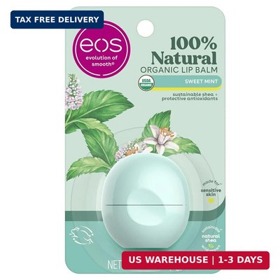 eos 100% Natural & Organic Lip Balm - Sweet Mint, All-Day Moisture, Dermatologis
