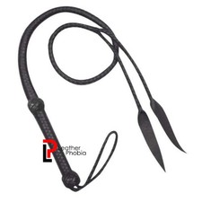 Real Cowhide Leather Bull Whip 4-Foot 12 Plaits Plaited Design for Movie Props