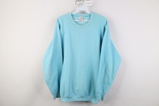 Vtg 90s Streetwear Womens XL Distressed Blank Crewneck Sweatshirt Light Blue USA